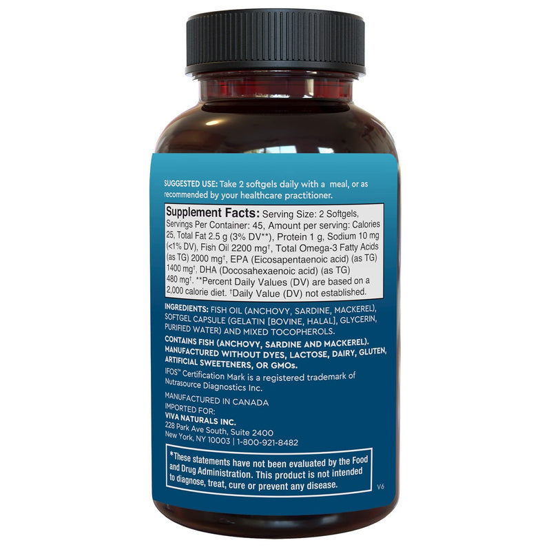 Fish Oil Omega 3 Supplement (90 Softgels) - 2,200mg EPA & DHA, Triple Strength Wild Triglyceride Omega 3 Fish Oil Supplements with No Fishy Burps 90 Count (Pack of 1) - NewNest Australia