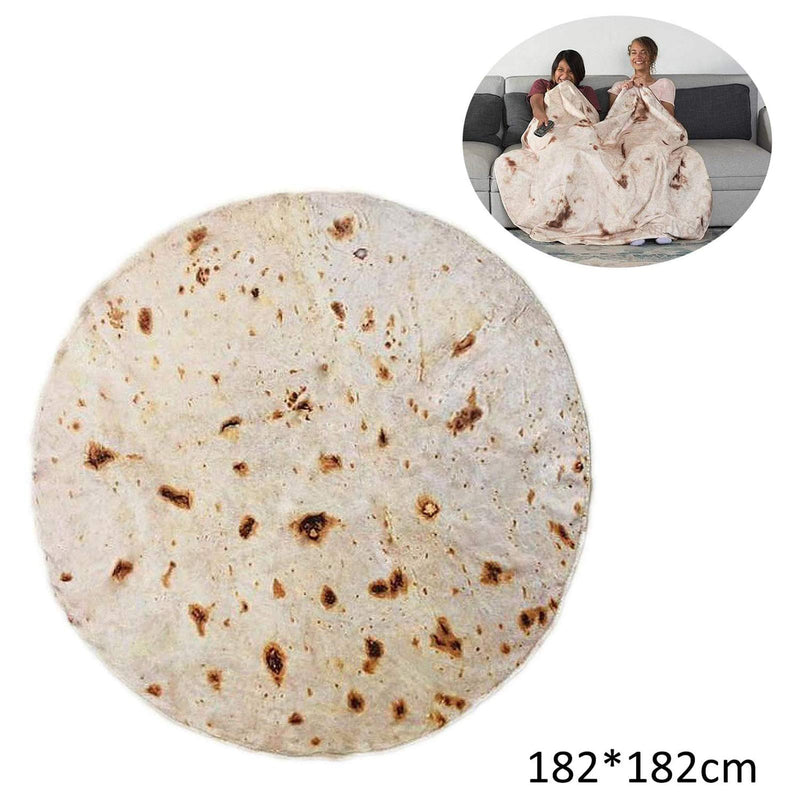 NewNest Australia - Burrito Tortilla Blanket,Perfectly Round Novelty Blanket to be a Giant Human Burrito,Throw Food Creation Wrap Blanket for Bed/Sofa/Picnic/Beach/Travel/Office/Aircraft Burrito 72inches 