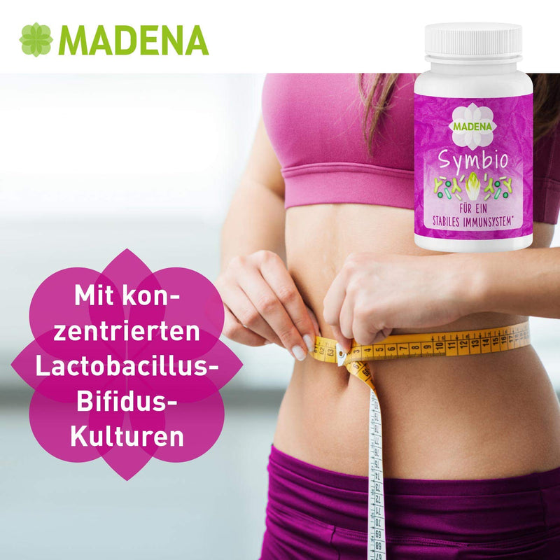 Madena Symbio Intestinal Bacteria, Cultures Complex With Lactobacillus And Bifidobacterium Bifidum Cultures, Inulin Synergy 1, Vitamin C, 50 Vegan Capsules, To Strengthen The Immune System, 50 Pieces (Pack Of 1) - NewNest Australia