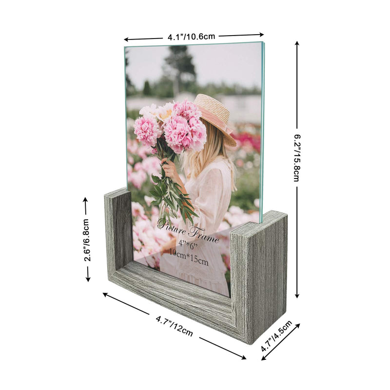 NewNest Australia - 4x6 Picture Frames Set of 2, Glass Frameless Frame Photo Tabletop Display 4 by 6 Photograph Home Decor 