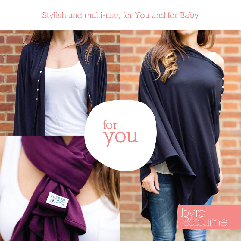 Super Soft Breastfeeding Cover, Nursing Cover, Shawl, Wrap, Scarf, Poncho, Swaddle, Stroller Blanket & Baby Car Seat Cover, 100% Viscose, Oeko-Tex Certified, 57" x 27.5" by Byrd & Blume (Navy) Navy - NewNest Australia