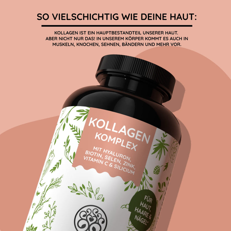 Nature Love Collagen Complex - 180 Capsules - With Hyaluronic Acid, Biotin, Selenium, Zinc, Vitamin C From Acerola & Bamboo Extract - High Dose Collagen - Laboratory Tested And Produced In Germany - NewNest Australia