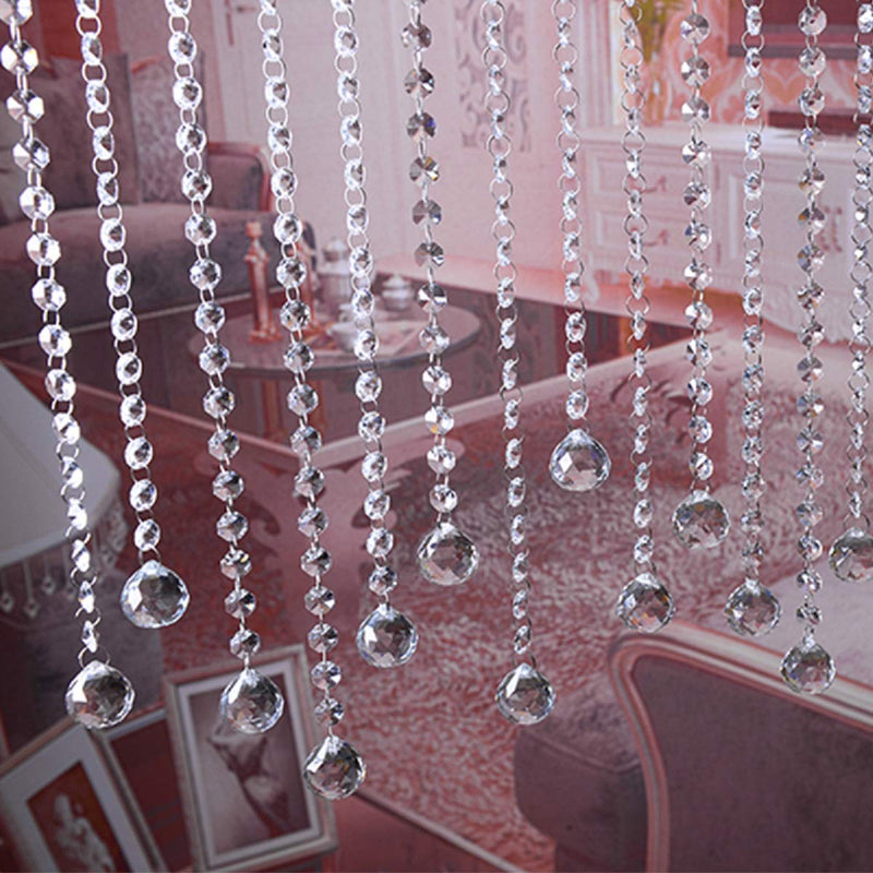 VOVOV 10 Pack (1000CM/30.5FT) Beaded Trim Clear Crystal Garland Chandelier Octagon Beads Chain - NewNest Australia