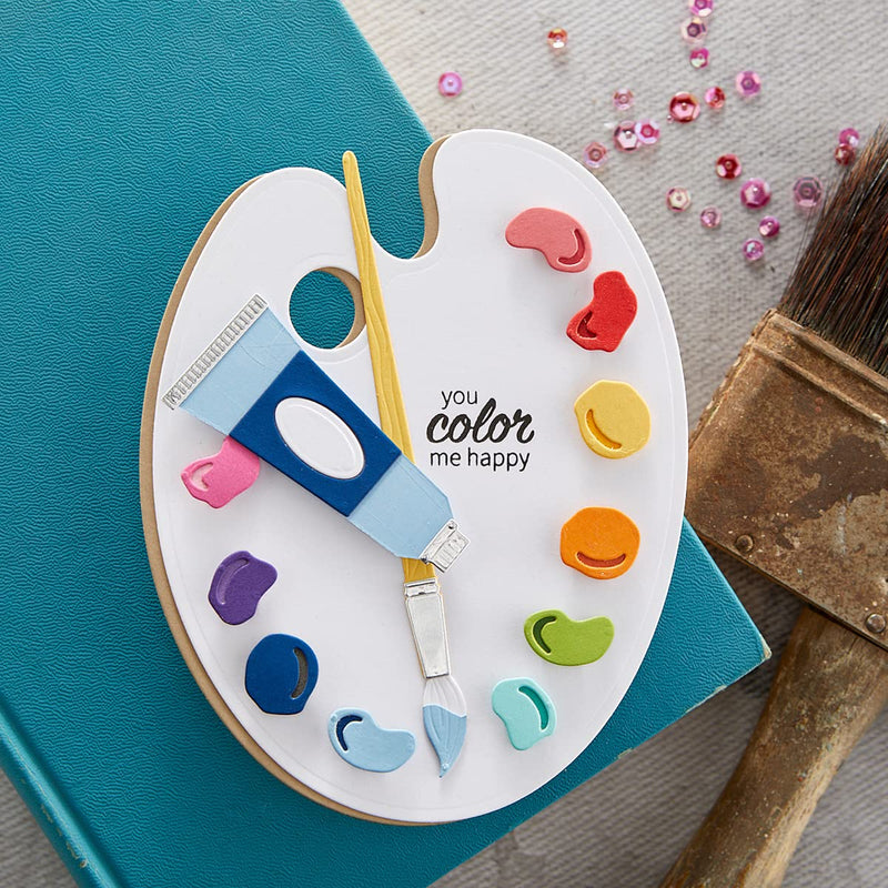 Spellbinders Painter's Palette Dies from The Paint Your World Collection by Vicky Papaioannou Etched Die Template, Bronze 48 Count - NewNest Australia