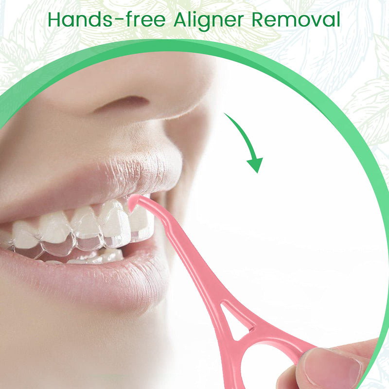 Aligner Chewies for Invisalign Aligners Mint Scented (20 Pcs Green) and Aligner Removal Tool (2 Pcs Pink) - NewNest Australia