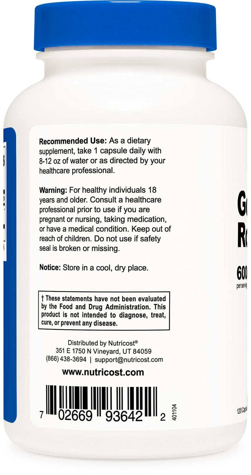 Nutricost Goldenseal Root 600mg, 120 Capsules - Non-GMO, Gluten Free, Vegetarian Capsules 120 Count (Pack of 1) - NewNest Australia