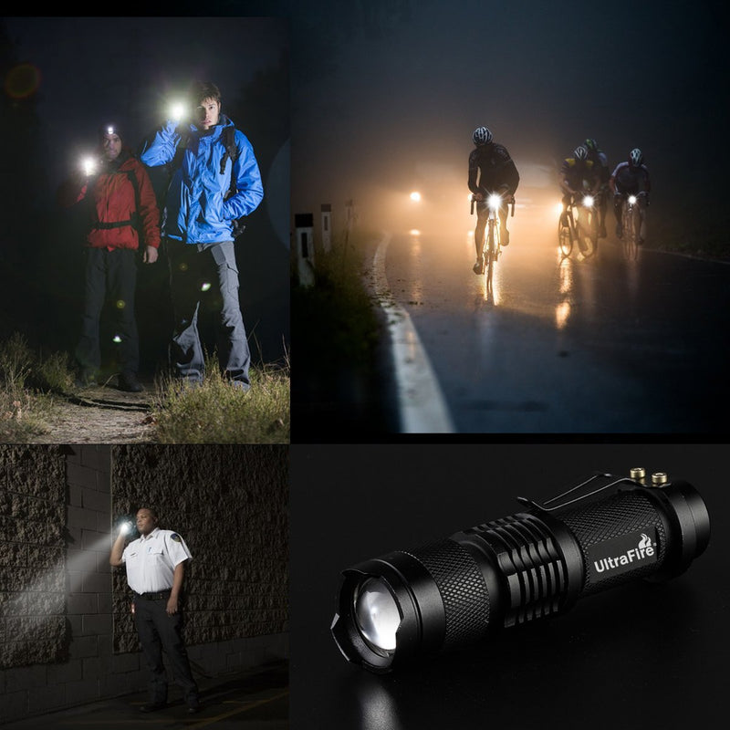 ULTRAFIRE 5 Pack SK68 Tactical and Small Flashlights,7w 3-Mode Pocket Torch Adjustable Focus Zoom Light Lamp - NewNest Australia