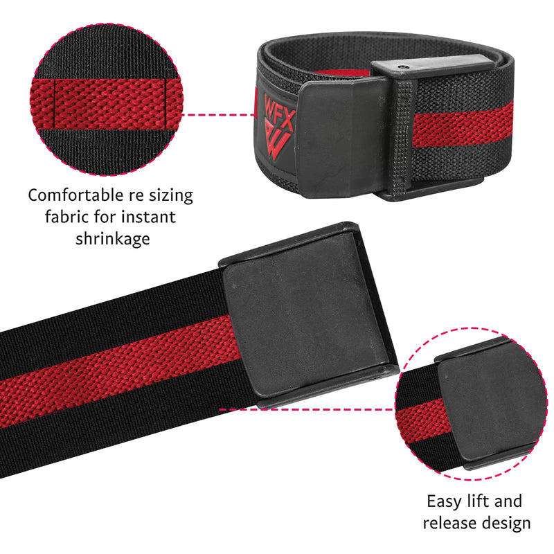 Occlusion Training Bands Blood Flow Restriction Exercise Quick Wraps Arms Leg Squats Durable Elastic Straps Heavy Duty Buckle Release Muscle Building Thigh Fitness Black / Red - NewNest Australia