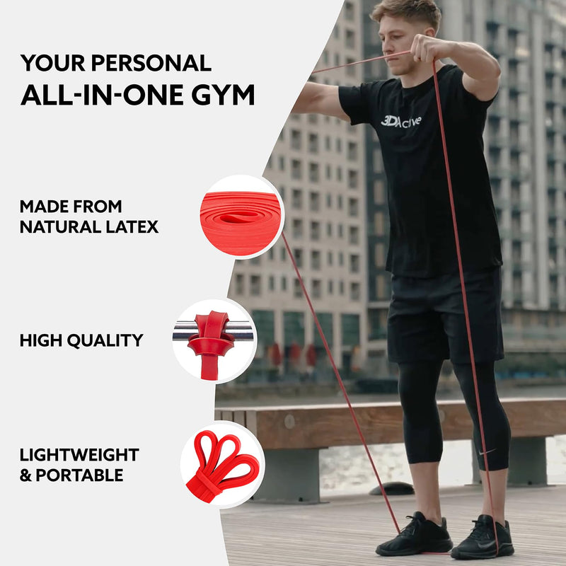 3DActive Pull Up Assist Band - Resistance Band for Strength Training, Powerlifting, Body Stretching, CrossFit. Free Exercise Guide. #1 Red- 10 to 35 Pounds (1/2 *4.5mm) - Single Band - NewNest Australia