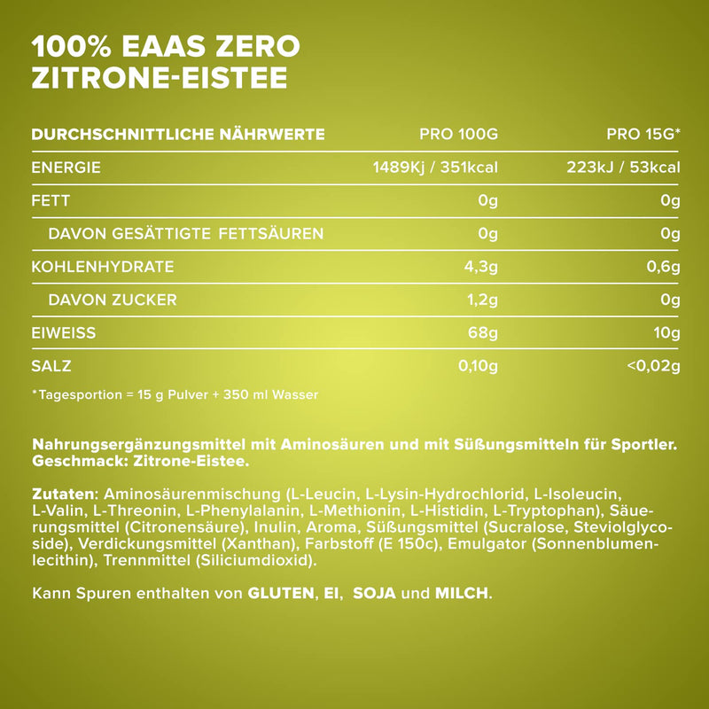Ironmaxx 100% Eaas Zero - Ice Tea Lemon 500G Can | Eaa Powder, Vegan And Sugar-Free With All 8 Essential Amino Acids | Fruity Taste, Free Of Preservatives 500 G (Pack Of 1) - NewNest Australia