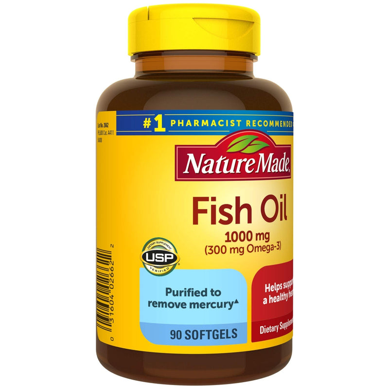 Nature Made Fish Oil 1000 mg, 90 Softgels, Fish Oil Omega 3 Supplement For Heart Health 90 Count - NewNest Australia