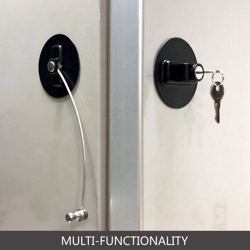 MUIN Highly Secured Refrigerator Lock with Key – Mini Refrigerator Door Lock for Children and Adults – Multi Functional Lock for Securing Fridge, Drawers and Health Products (Black) Black - NewNest Australia