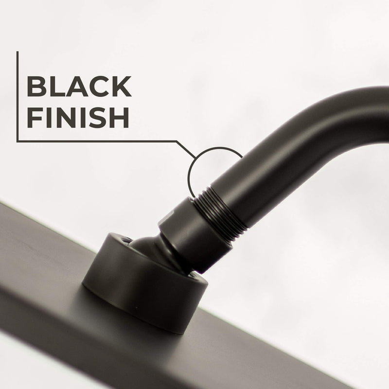 12 Inch Shower Head Extension Arm by JSJacksonSupplies S Shaped Design Extender High Rise Curved Style with Flange Stainless Steel Long Goose Neck Curve Standard 1/2" Connection Black Finish - NewNest Australia