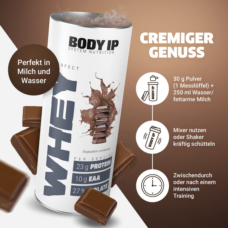 BODY IP Perfect Whey Protein | Incredibly chocolaty | Protein powder for muscle building and dieting | high BCAA content | 30 servings | Whey Isolate & Concentrate | high protein content | 900g 900g (pack of 1) - NewNest Australia