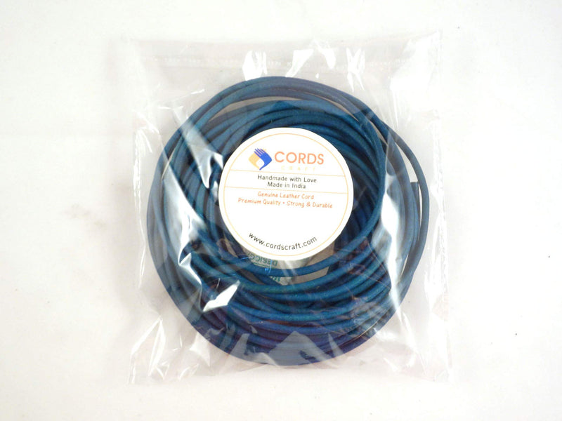 cords craft 3.0mm Genuine Round Leather Cord Leather String Matte Finish for Jewelry Making Bracelet Necklace Beading, 10 Meters / 10.93 Yards, Natural Dye Blue - NewNest Australia