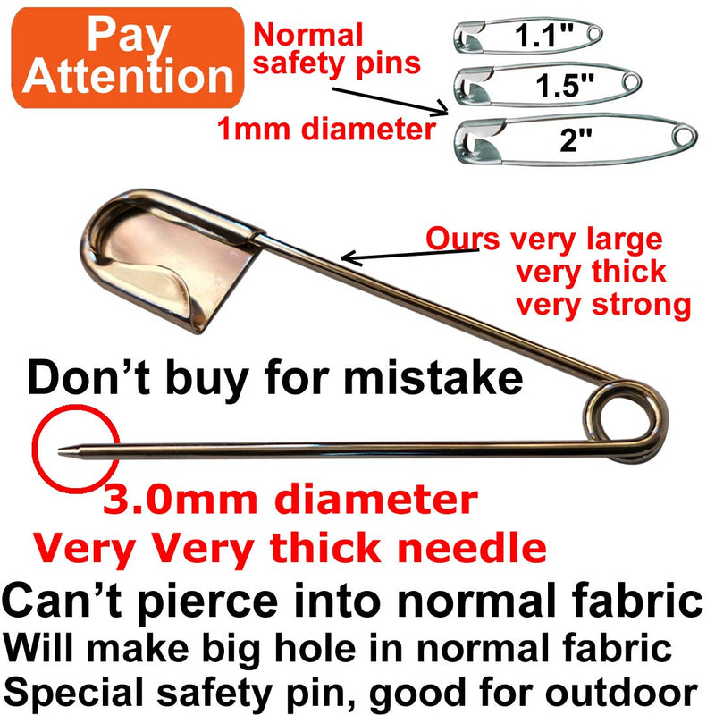 5 PCS of 5 Inch Heavy Duty Jumbo Stainless Steel Safety Pins Silver Color Safety Pins for Laundry, Blanket, Key Rings, Outdoor - NewNest Australia