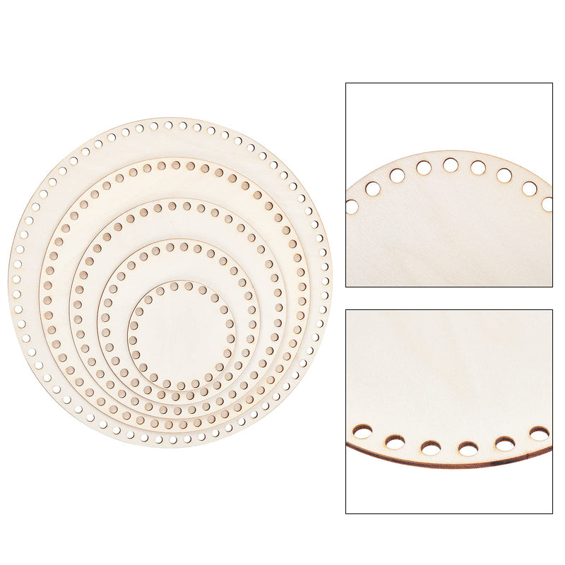 PH PandaHall 5 Sizes Natural Wooden Basket Bottom Round Circle Blank Crochet Basket Wood Base for DIY Basket Weaving Crochet Supplies, Burlywood, 10/15/20/25/30cm(3.9/5.9/7.9/9.9/11.9") in Diameter - NewNest Australia