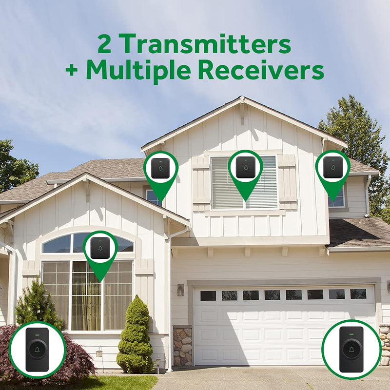 Wireless Door Bell, AVANTEK Mini Waterproof Doorbell Chime Operating at 1000 Feet with 52 Melodies, 5 Volume Levels & LED Flash Black - NewNest Australia