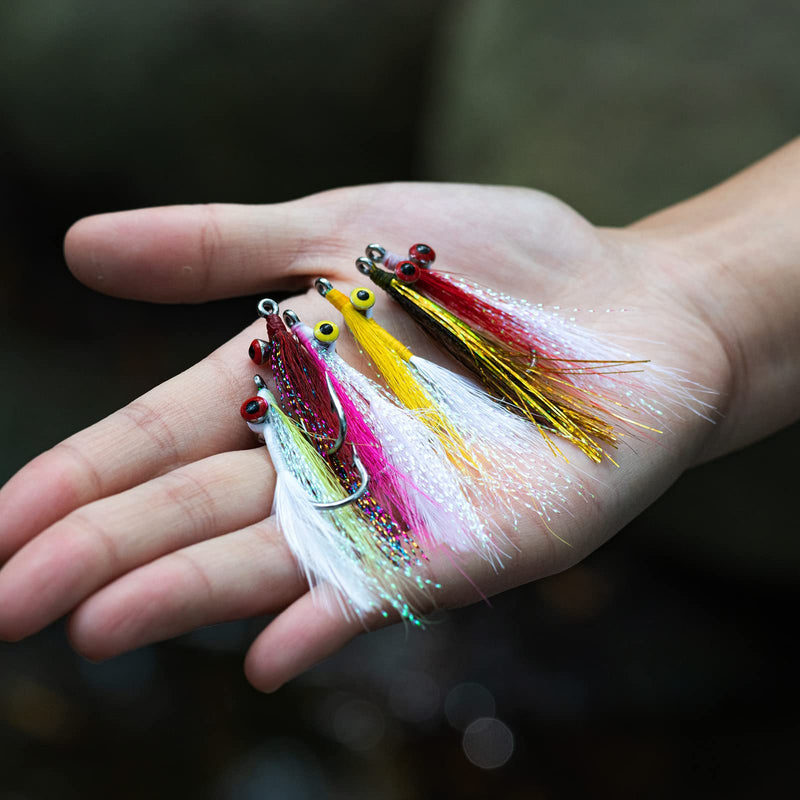 Goture 6pcs Clouser Deep Minnow Fishing Flies Streamer Fly Fishing Lure Bass Flies Hook Size 4#, 2#, 1/0, 2/0 1/0#-6pcs - NewNest Australia