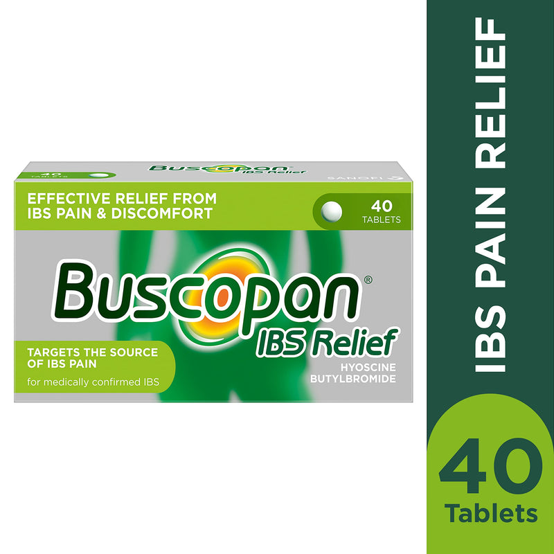 Buscopan IBS Relief - Targets the Source of IBS Pain and Cramps- starts to work in 15 minutes - 40 Tablets- - Relief from IBS Pain & discomfort, 40 Count (Pack of 1) - NewNest Australia