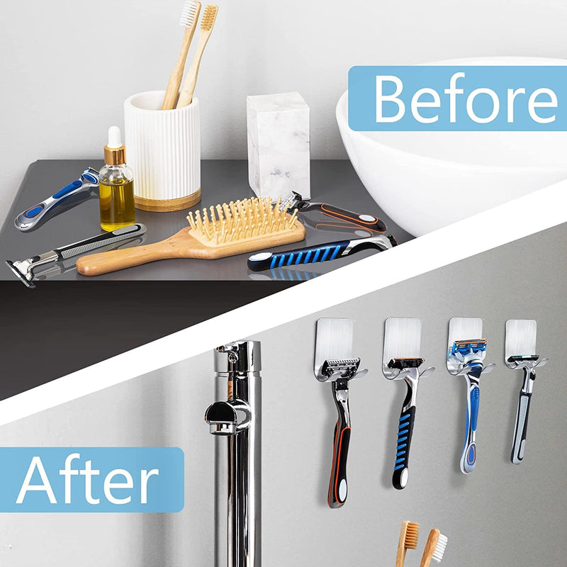 VIGIME Razor Holder for Shower, 4-Pack Stainless Steel Razor Holder Hooks, Waterproof Self-Adhesive Razor Holder Hanger Hooks for Bathroom Kitchen - NewNest Australia