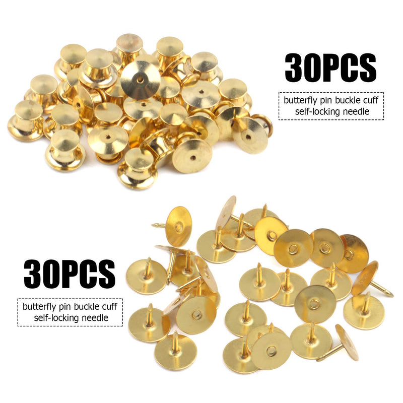 Aylifu Tie Tacks and Clutch Backs Set, 30 Pieces Metal Pin Backs Locking Pin Keepers with 30 Pieces 10mm Tie Tacks Blank Pins (Gold)- No Tool Required Gold - NewNest Australia