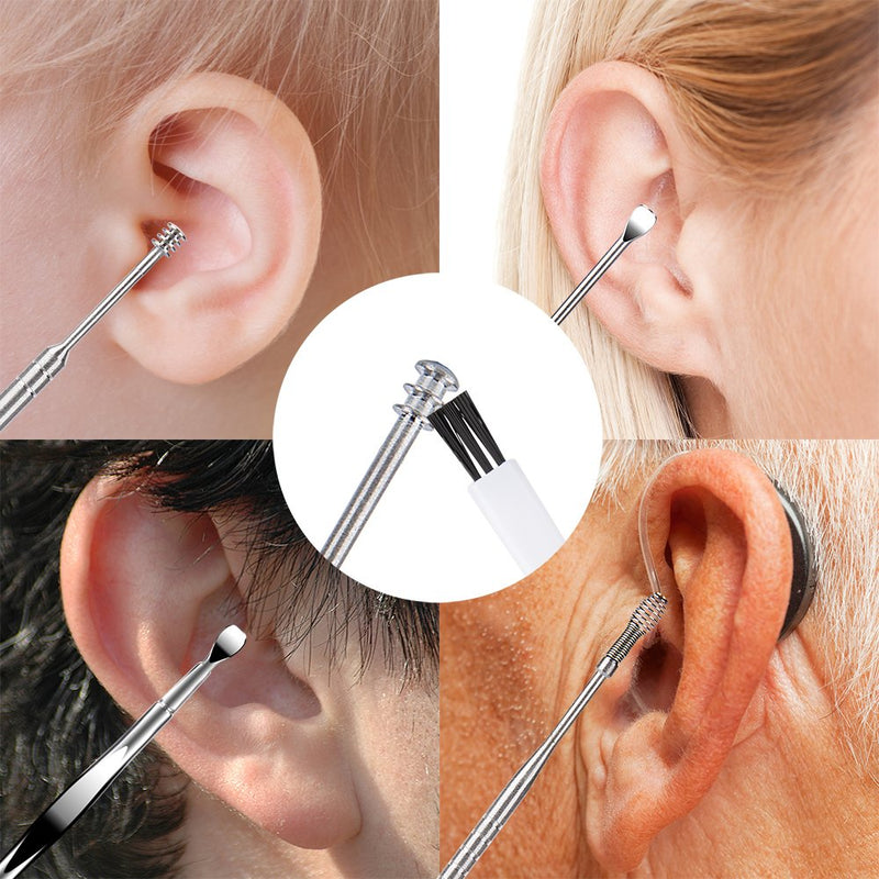7 Pcs Ear Pick Earwax Removal Kit, BetyBedy Ear Cleansing Tool Set, Ear Curette Ear Wax Remover Tool with Cleaning Brush and Storage Box, Sliver - NewNest Australia