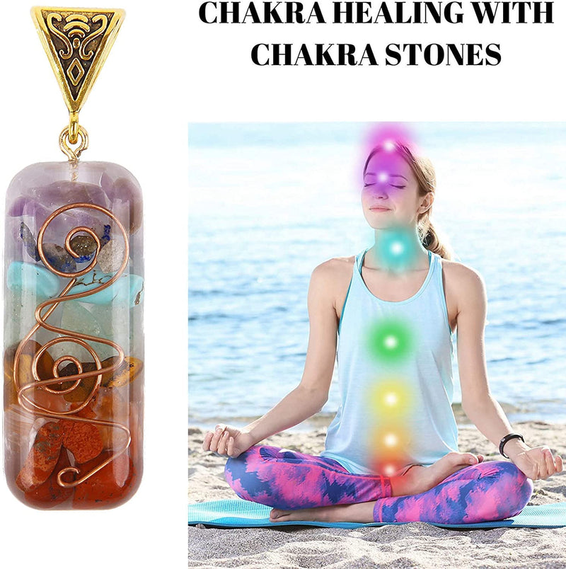 DEEPOW ANLACOCN Healing 7 Chakra Necklace with Rainbow Crystals Orgone Energy Generator for Balancing 7 Chakras, Meditation Yoga Spiritual Jewelry - NewNest Australia