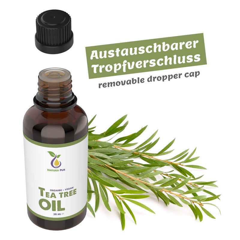 ORGANIC Tea Tree Oil 30ml, vegan – 100% pure tea tree essential oil from Australia – Treatment for blemished skin, inflammatory skin conditions, anti-pimples and acne 30 ml (Pack of 1) - NewNest Australia