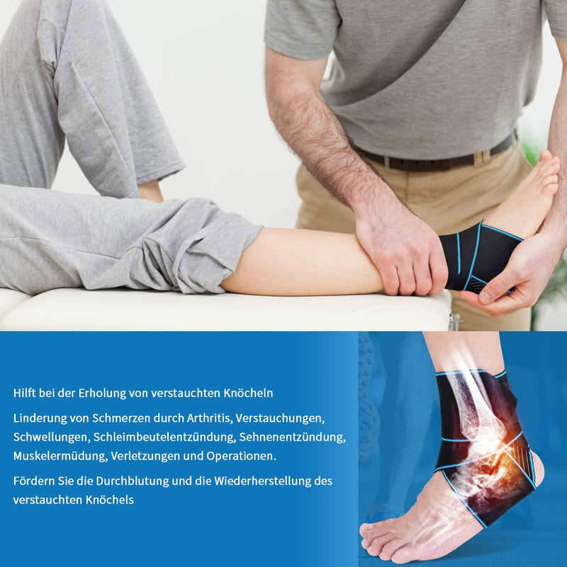 Teylam ankle bandage, adjustable ankle bandage, flexible ankle bandage, ultra thin foot bandage, running football, right and left ankle (blue). - NewNest Australia