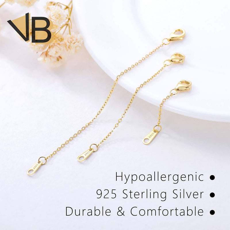 Necklace Extenders Gold Chain Extenders for Necklaces Extensions Sterling Silver Bracelet Extender Gold Necklace Extenders for Women 3 Piece Set, 1 2 3 Inch 1/2/3 inch Lobster-Gold - NewNest Australia