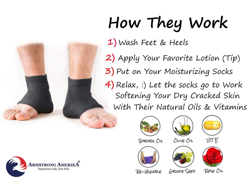 Moisturizing Socks for Mens Cracked Heels - Treat Dry Heels Fast, Pain Relief from Rough Feet with These Large Aloe Lotion Spa Socks for Mens or Womens Heels (XL - 3 Pairs Black - NewNest Australia