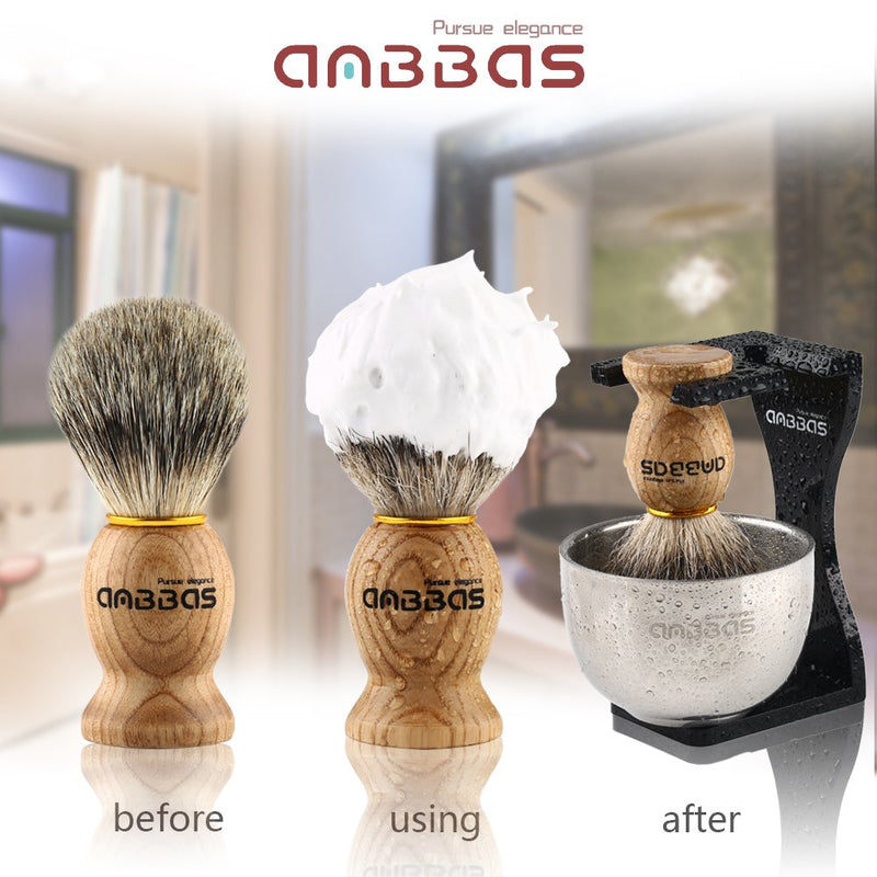 Anbbas Men's Gift Set Shaving Brush Pure Badger Hair Shaving Brush Badger Shaving Soap Shaving Bowl with Shaving Stand Made of Acrylic Wood - NewNest Australia