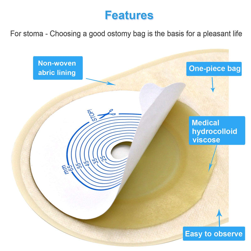 Ostomy Colostomy Supplies, 10 PCS Colostomy Bag, One Piece Drainable Pouches with Twist-Tie for Ileostomy Stoma Care, Cut to Fit(Max 20-65mm) 10 Count (Pack of 1) - NewNest Australia