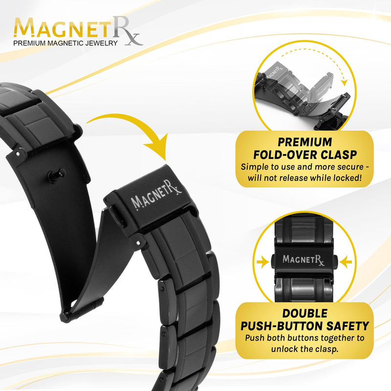 Magnetrx Titanium Magnetic Bracelet For Men With Triple Strength - Magnetic Bands With High-Quality Folding Clasp And Adjustable Length With Sizing Tool (Black) - NewNest Australia