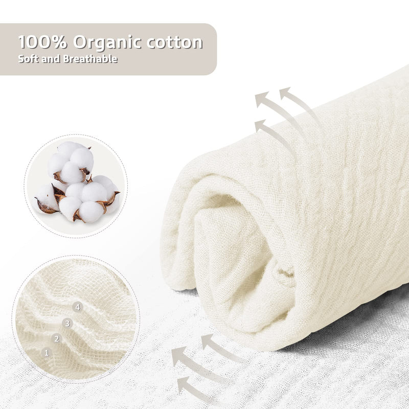 Lulu moon Baby Security Blanket for Unisex, Organic Cotton Muslin Baby Lovey, Soft & Breathable Lovie Baby Gifts for Boys and Girls, 15*12 Inch (Ivory) - NewNest Australia
