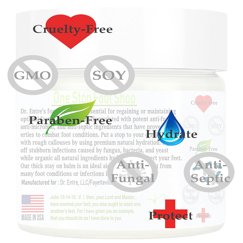 Dr. Entre's Antifungal Foot Balm: Tea Tree Oil & Shea Butter Based - Organic Treatment Cream for Athletes Foot, Dry Feet, Cracked Heels, Itching, and Odor - Foot Care E-Book Included - NewNest Australia