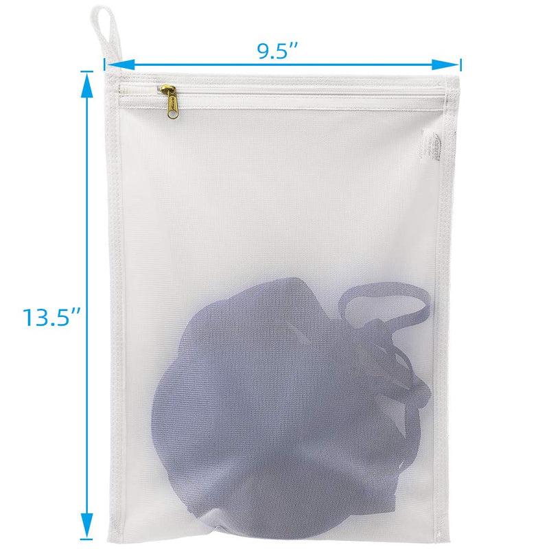 NewNest Australia - TENRAI Delicates Laundry Bags, Bra Fine Mesh Wash Bag for Underwear, Lingerie, Bra, Pantyhose, Socks, Use YKK Zipper, Have Hanger Loops, Small Openings (White, 3 Small, CQS) 90-S3JT-ZK-JD-QS 