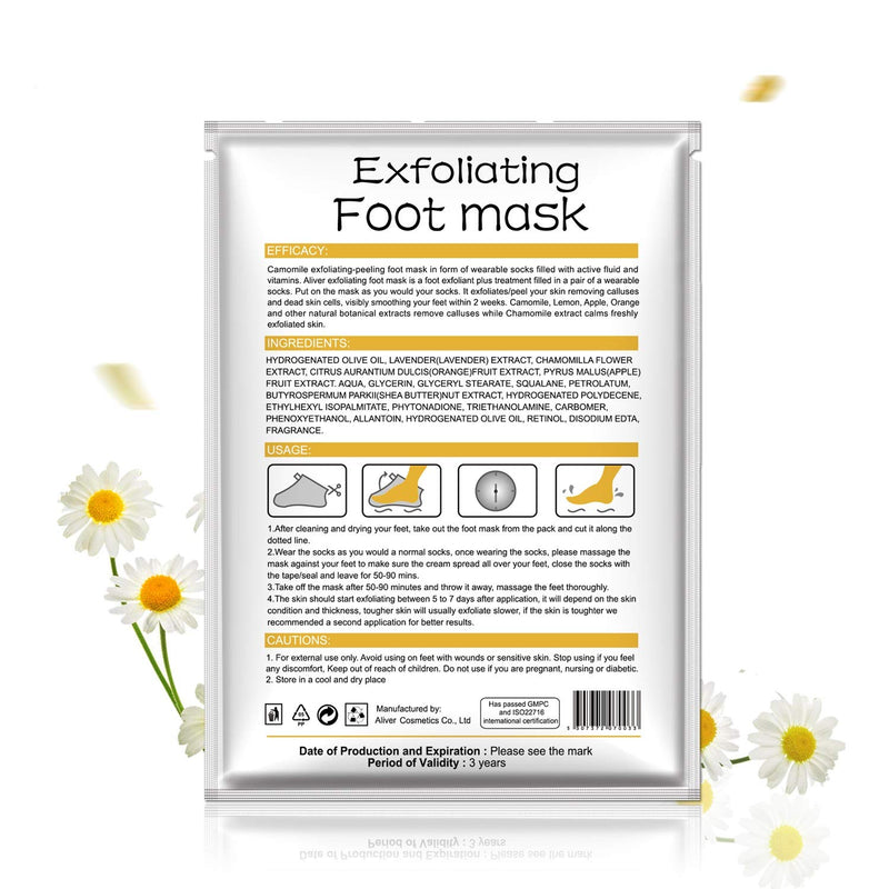 2 Pairs Exfoliant Foot Peel Mask for Soft Feet in 3-7 Days, Exfoliating Booties for Peeling Off Calluses & Dead Skin, Baby Your feet, for Men & Women (Chamomile) - NewNest Australia