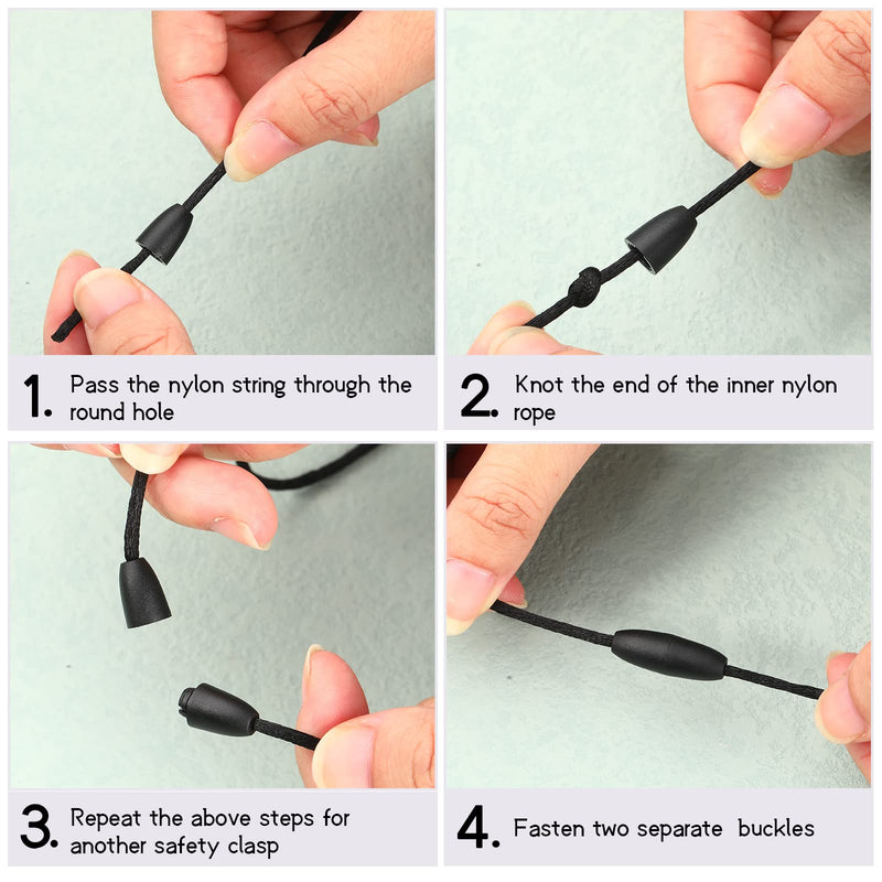 30 Sets Replacement Necklace Cords with Breakaway Clasps Necklace Cord DIY Necklace Cord Nylon Lanyard Cord and Plastic Clasp Buckle Breakaway Safety Clasp for Pendant Necklace (Black) Black - NewNest Australia