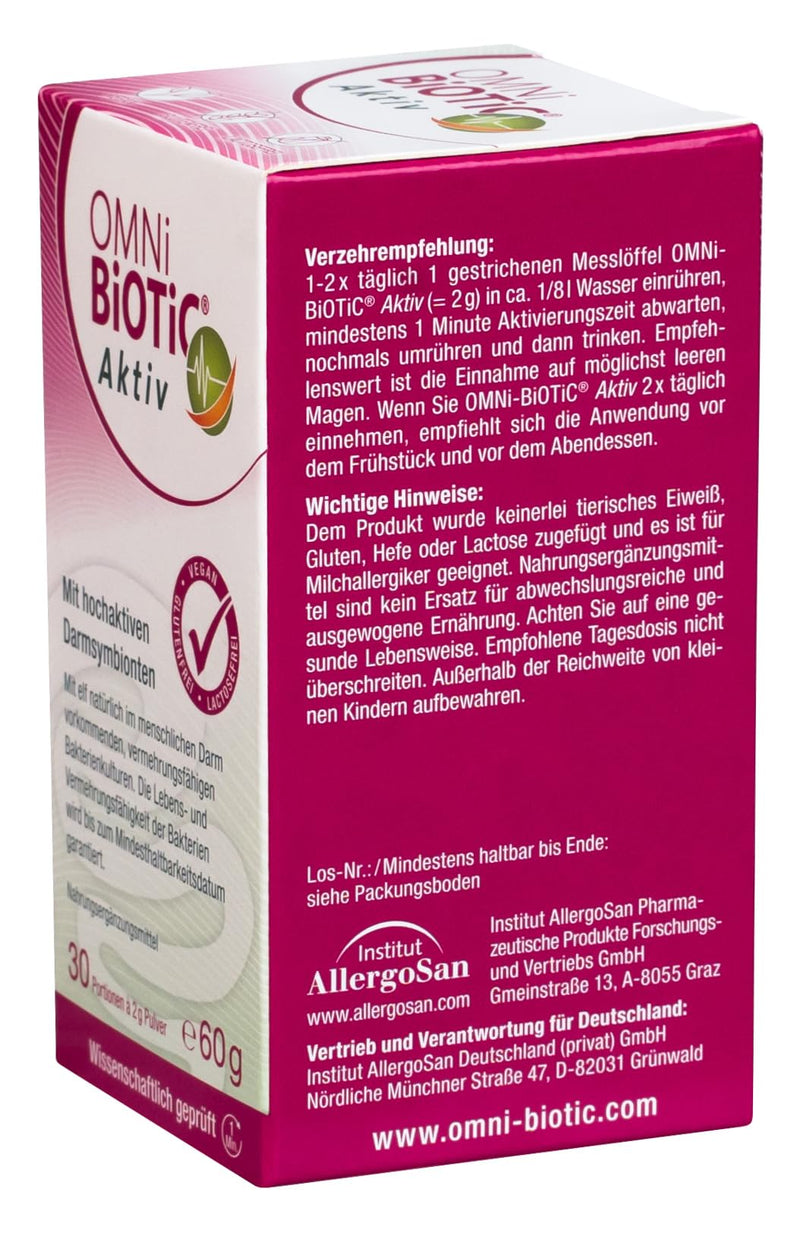 Omni Biotic Aktiv, 30 Servings (60 G), 11 Bacterial Strains, 10 Billion Organisms Per Daily Dose, Powder, Vegan, For Daily Use, With Bacteria For The Intestinal Flora - NewNest Australia