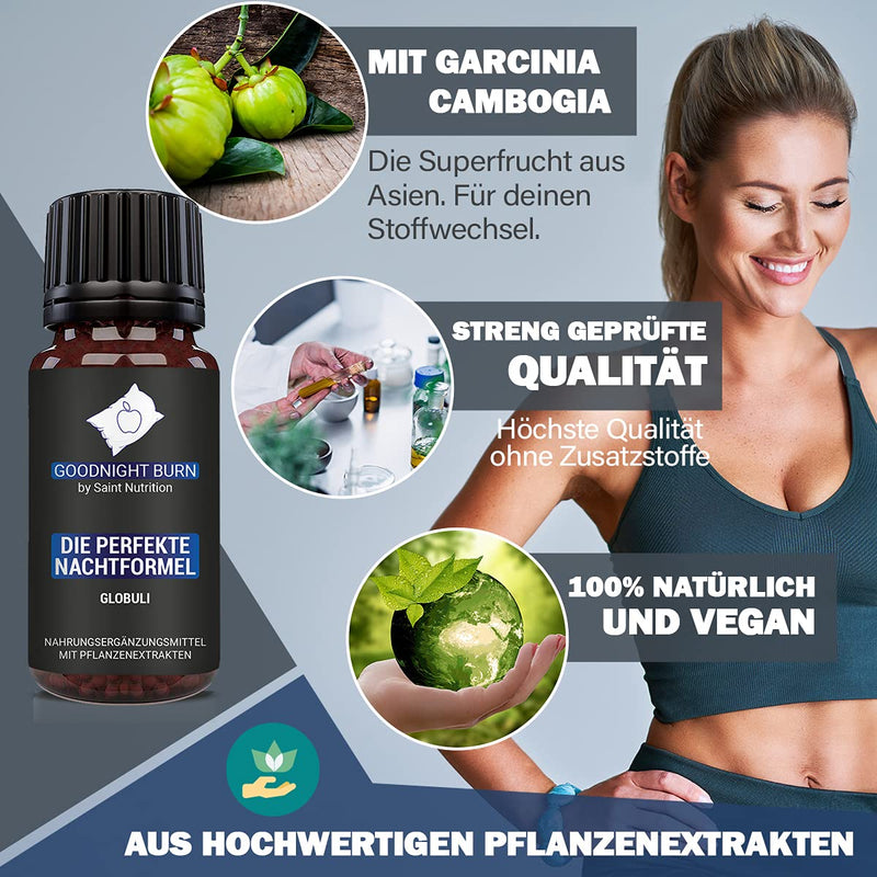 Saint Nutrition® Goodnight F-BURN Globules - Vegan & fast for men & women - High dosage with Garcinia Cambogia & Green Coffee - NewNest Australia