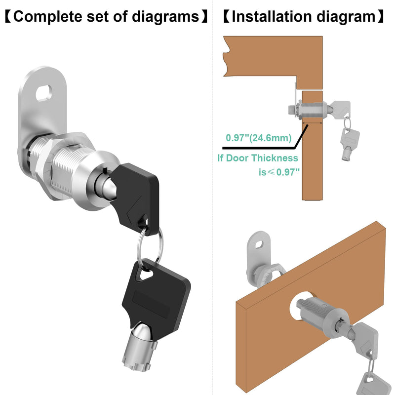 3 Pack Upgraded Cam Lock RV Storage Locks, Keyed Alike 1-1/8 Inch Cabinet Locks for RV Storage Door Tool Box Drawers, Secure Door Files and Drawers Locks, Zinc Alloy 3 Pack 1-1/8 Inch - NewNest Australia