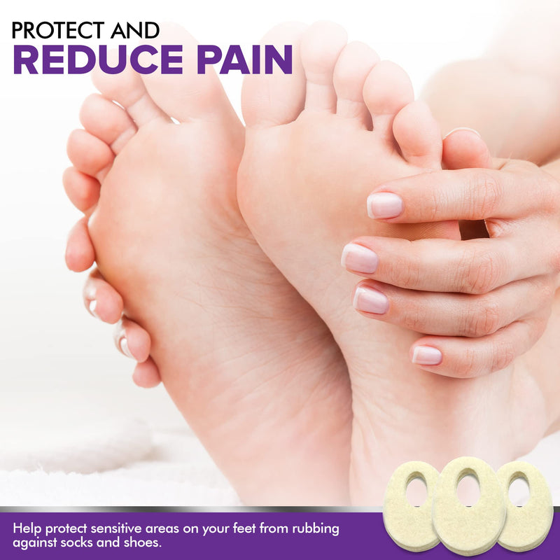 Oval Shaped Felt Callus Protective Pads - Adhesive Foot Pads That Surround Calluses from Rubbing On Shoes - 1/8" - 25 Pack - NewNest Australia