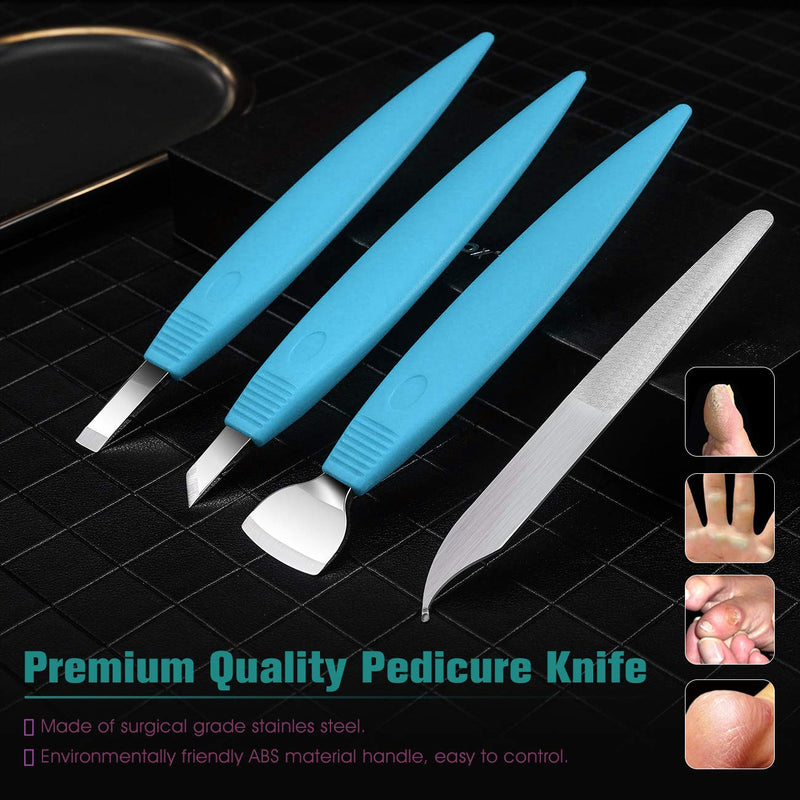 Bezox Professional Callus Slicer Blades Made Of Stainless Steel Callus Remover - Foot Care Manicure Pedicure Knife Kit Callus Corn Hard Tough Skin Remover Razor (Blue) - NewNest Australia