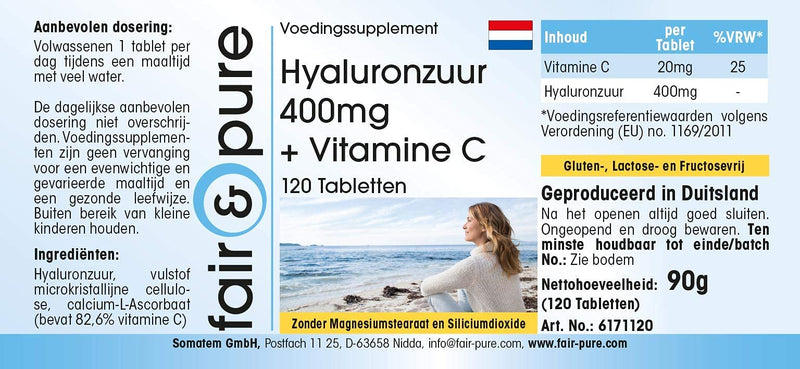 Fair & Pure® - hyaluronic acid tablets 400mg with vitamin C - high dosage - 120 tablets - NewNest Australia