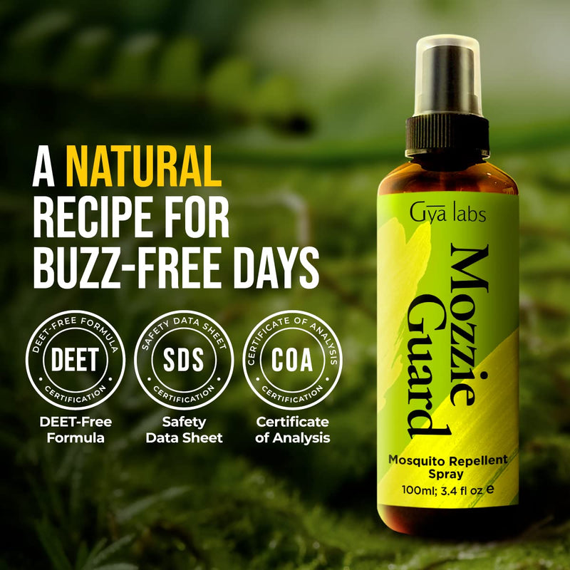 Gya Labs Mozzie Guard Spray - Enjoy Protection Outdoors & at Home with Natural Essential Oils - DEET-Free Plant Based Natural Spray - Safe & Gentle On Skin - 100ml (2 Packs) 100 ml (Pack of 2) - NewNest Australia