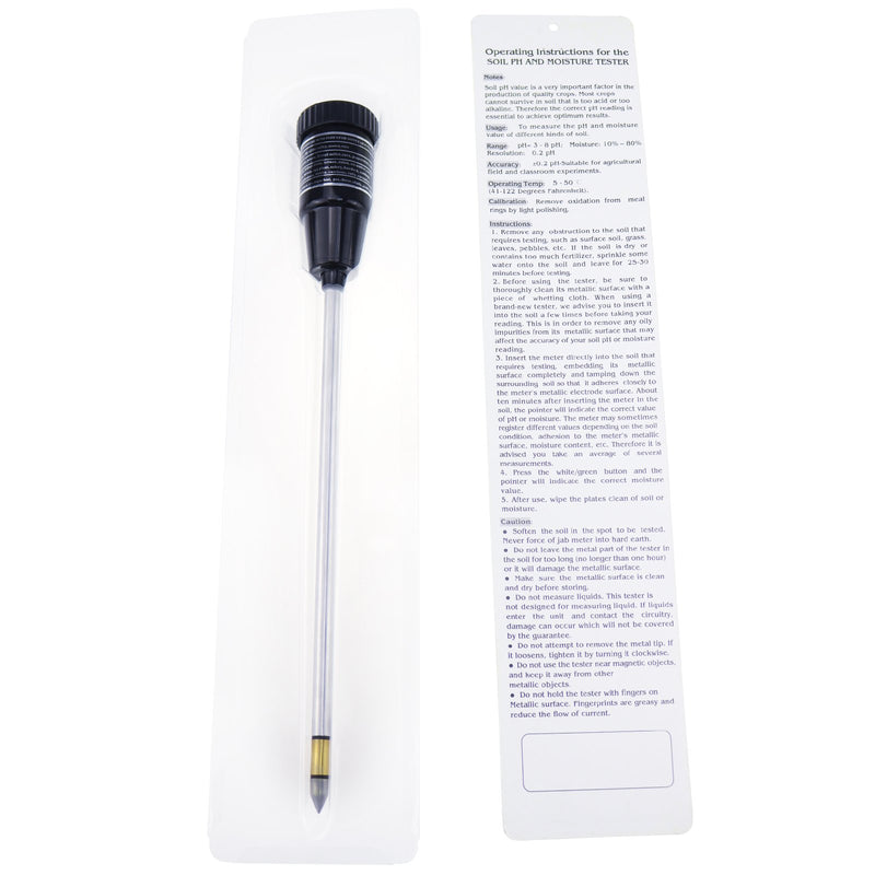 Long Deep 295 mm 11.6 inches No Battery needed Soil pH Moisture Meter Tester Test Kit Probe for Plant Care Garden Lawn Farm Indoor Outdoor pH & Moisture Meter - NewNest Australia