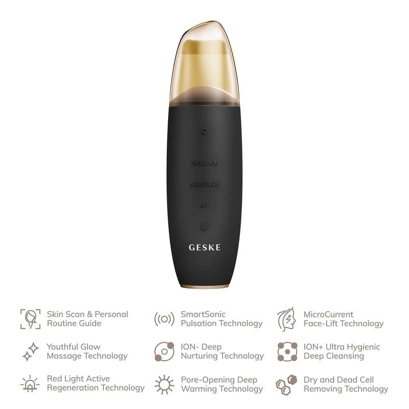 Geske | Smartappguided‚Ñ Microcurrent Skin Scrubber & Blackhead Remover | 9 In 1 | Skincare Tools | Face Cleansing | Anti Aging And Cleansing | Professional Facelift | Blackhead Remover Gray - NewNest Australia