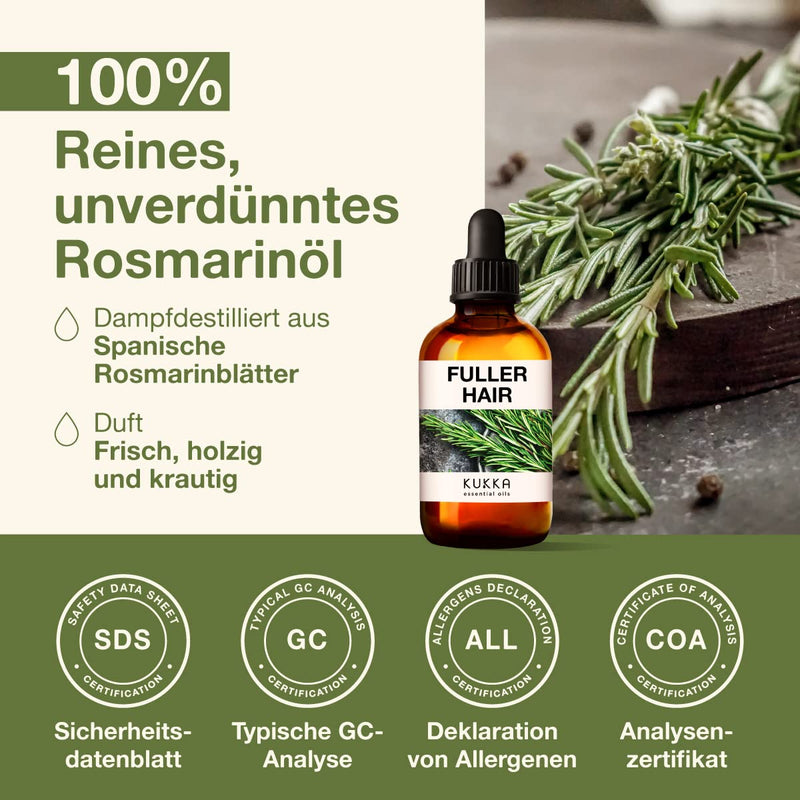 Kukka Rosemary Oil For Hair Growth (118Ml) - 100% Natural Pure Undiluted Rosemary Essential Oil Hair For Skin, Diffuser, Dry Scalp And Aromatherapy - Rosemary Hair Oil For Hair Loss - NewNest Australia